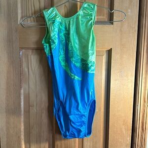 Blue and green crackle GK leotard
